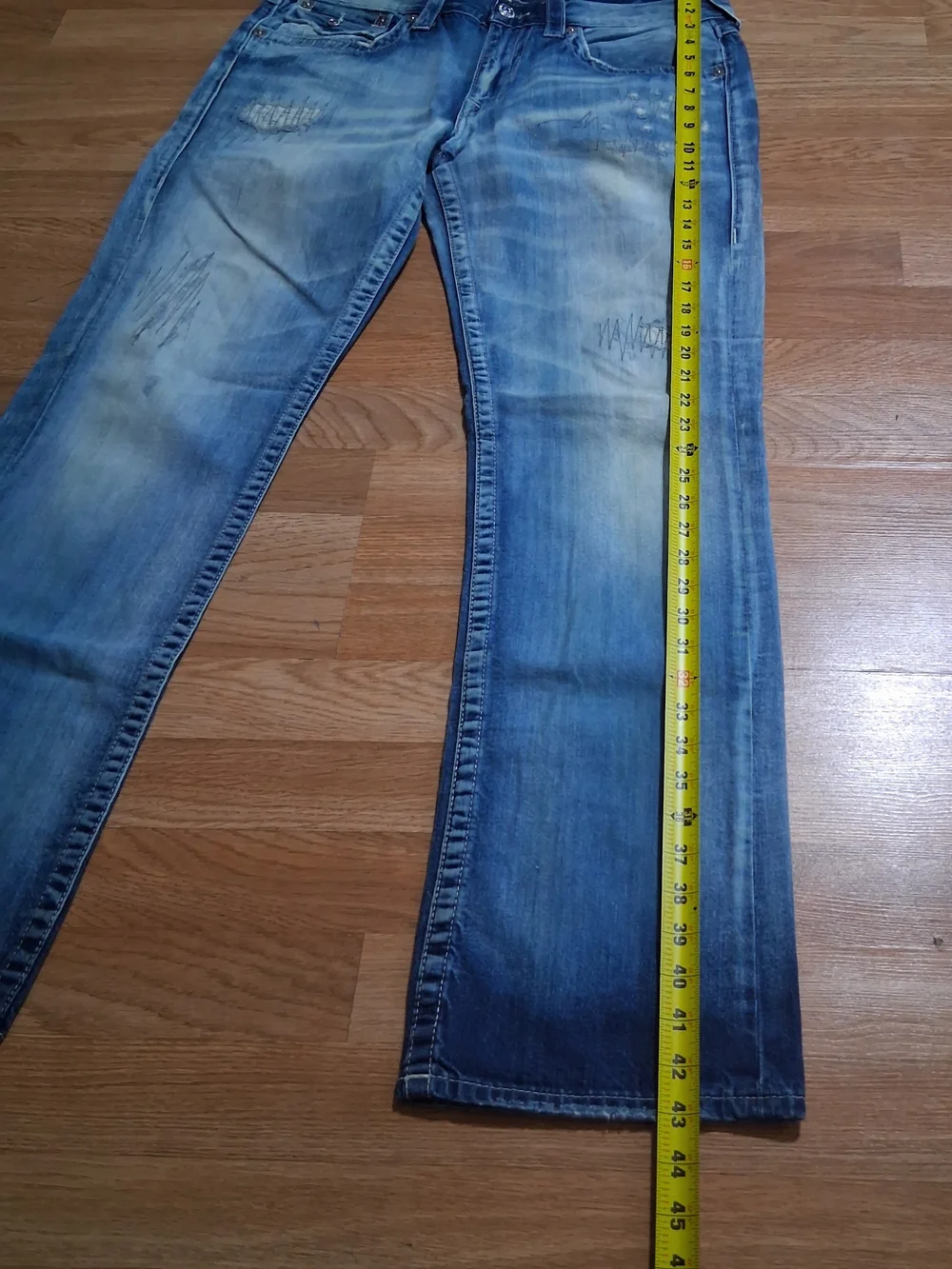 True Religion Men's Straight Jeans - Light Blue Faded Wash